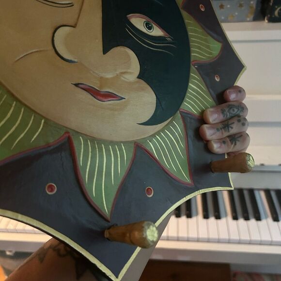 Celestial Sun Wall Art Folk Art in Black and Gold 3 Hangers 90s Whimsygoth 16.5" - Picture 11 of 12